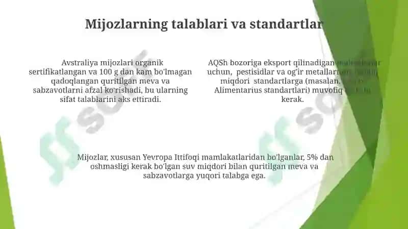 Xom ashyolarga qoyiladigan talablar 4