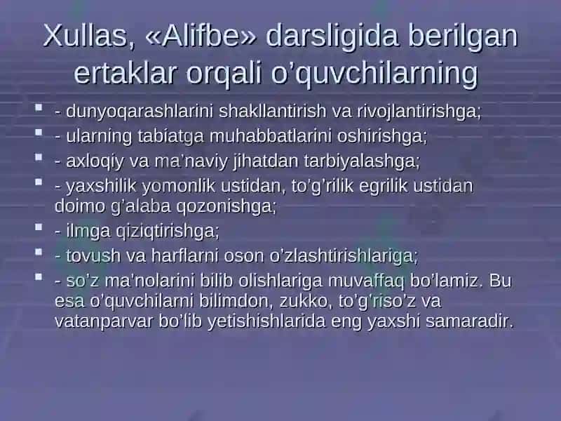 Boshlang`ich sinflarda badiiy asar bilan ishlash va tahlil qilish 4