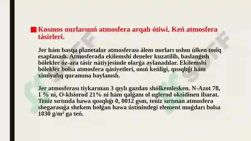Kosmos nurlari atmosferaga tasiri 4