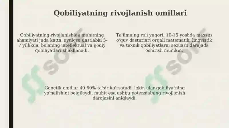 Qobiliyat va uning rivojlanishi 4