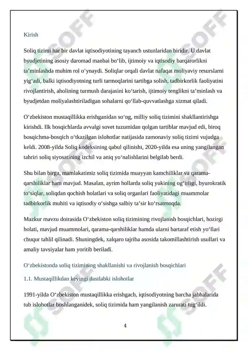 Oʻzbekistonda soliq tizimi: xususiyatlari, qarama-qarshiliklar va ularni bartaraf etish yoʻllari 4