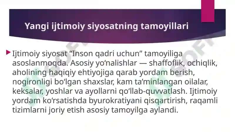 O‘zbekistonda ijtimoiy sohada amalga oshirilayotgan o‘zgarishlar  mazmun va mohiyati 4