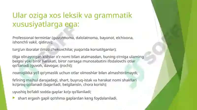 Rasmiy uslub va uning umumiy xususiyatlari. 4