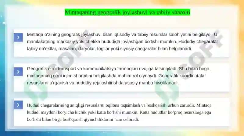 Mavzu: Mintaqaning tabiy resurslar holati 4