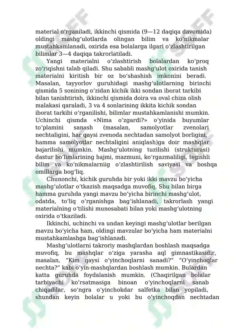 Matematika mashg’ulotlari va ularni o’tishga qo’yilgan didaktik talablar. 4