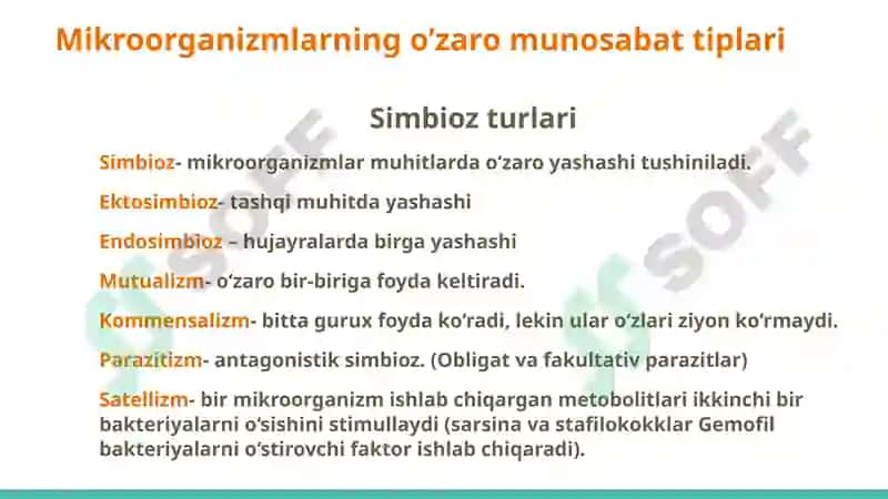 Мikroorganizmlar ekologiyasi. Inson tanasining normal mikroflorasi va uning ahamiyati va vazifalari. Disbakteriozlar 4