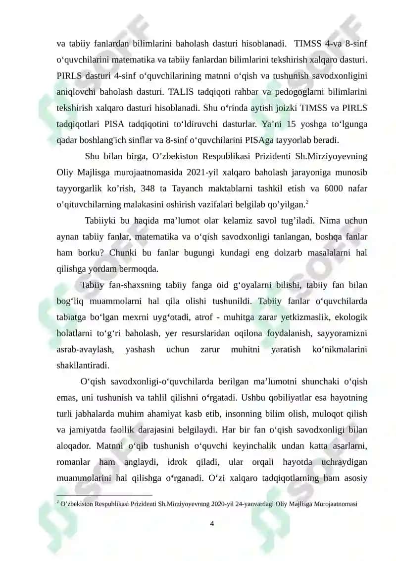 Boshlang’ich sinf matematika darslarida TIMSS xalqaro baholash dasturiga doir topshiriqlarni tadbiq etish texnologiyasi 4