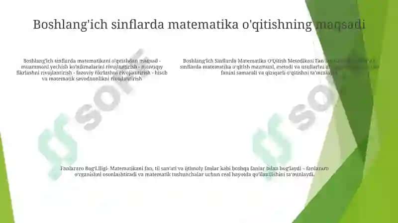 Boshlang'Ich Sinflarda Matematika O'Qitish Metodikasi Fan Sifatida 4