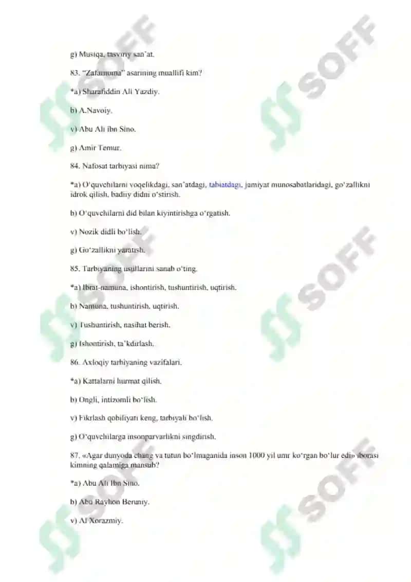 Pedagogika fanidan test savollar 2025 4