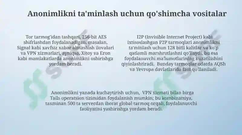 Internetda anonimlikni ta'minlash.P2P tarmoqlar 4