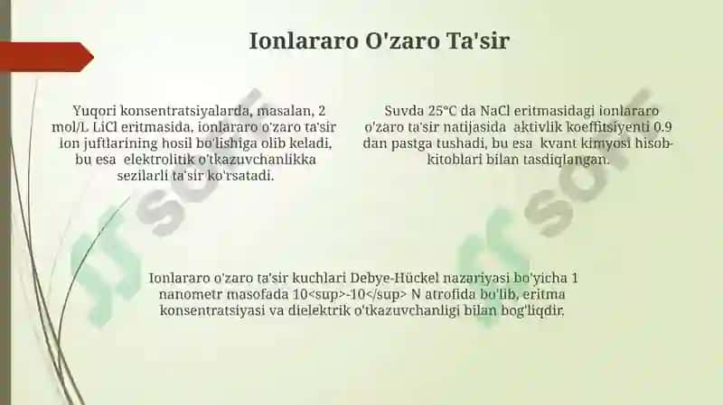 Elektrolitlarning elektrositatik nazaryasi haqida tushuncha 4