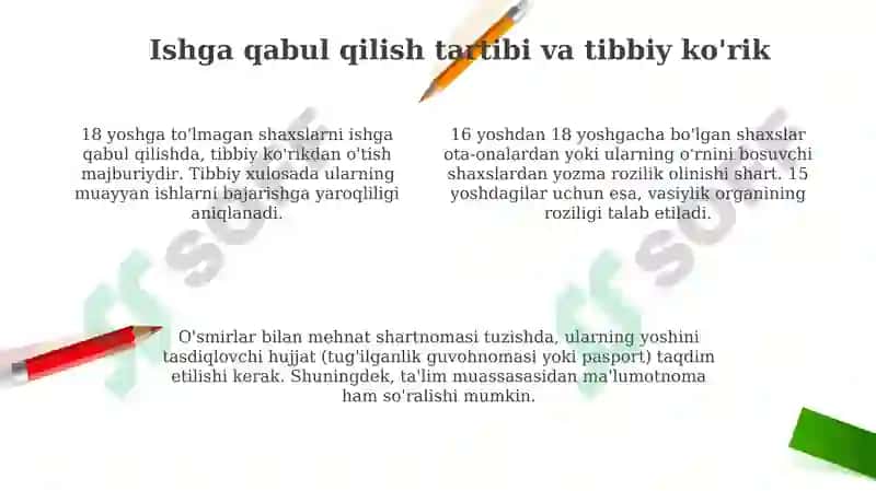 18 yoshgacha bo‘lgan xodimlar mehnatini huquqiy tartibga solish 4