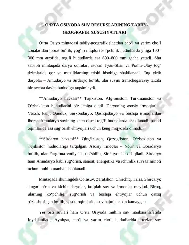 O‘rta Osiyoda suv resurslaridan foydalanish 4