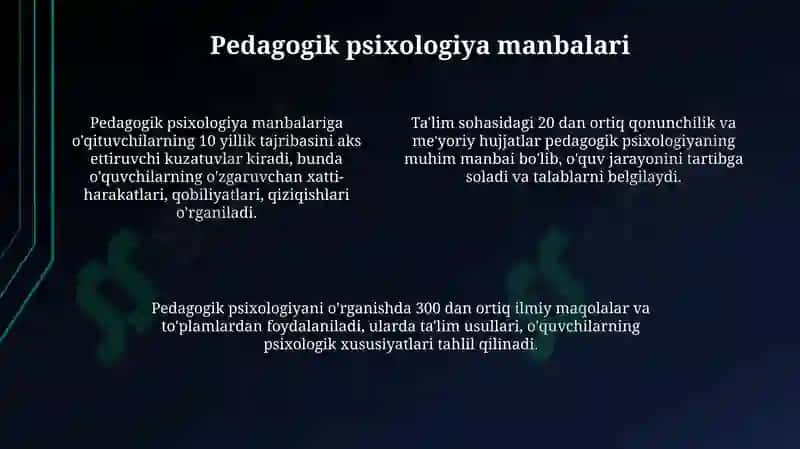 Yosh va pedagogik psixologiya manbalarining imanbalar bilan tanishish 4