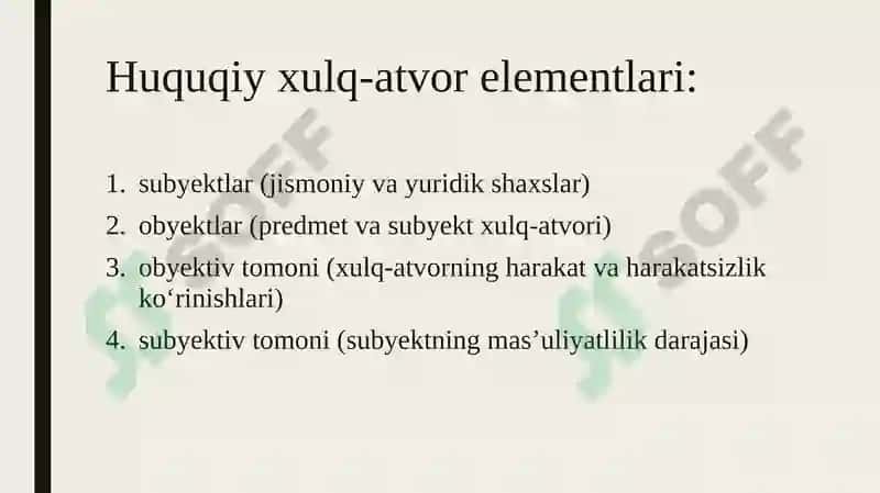 HUQUQIYXULQ-ATVOR HUQUQBUZARLIKVA YURIDIK JAVOBGARLIK 4