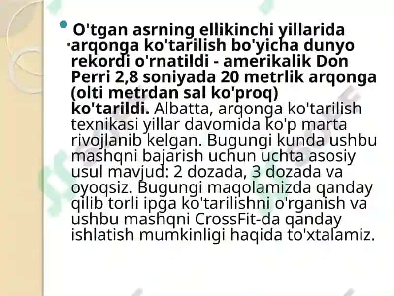 Arqonga chiqish texnikasi 4