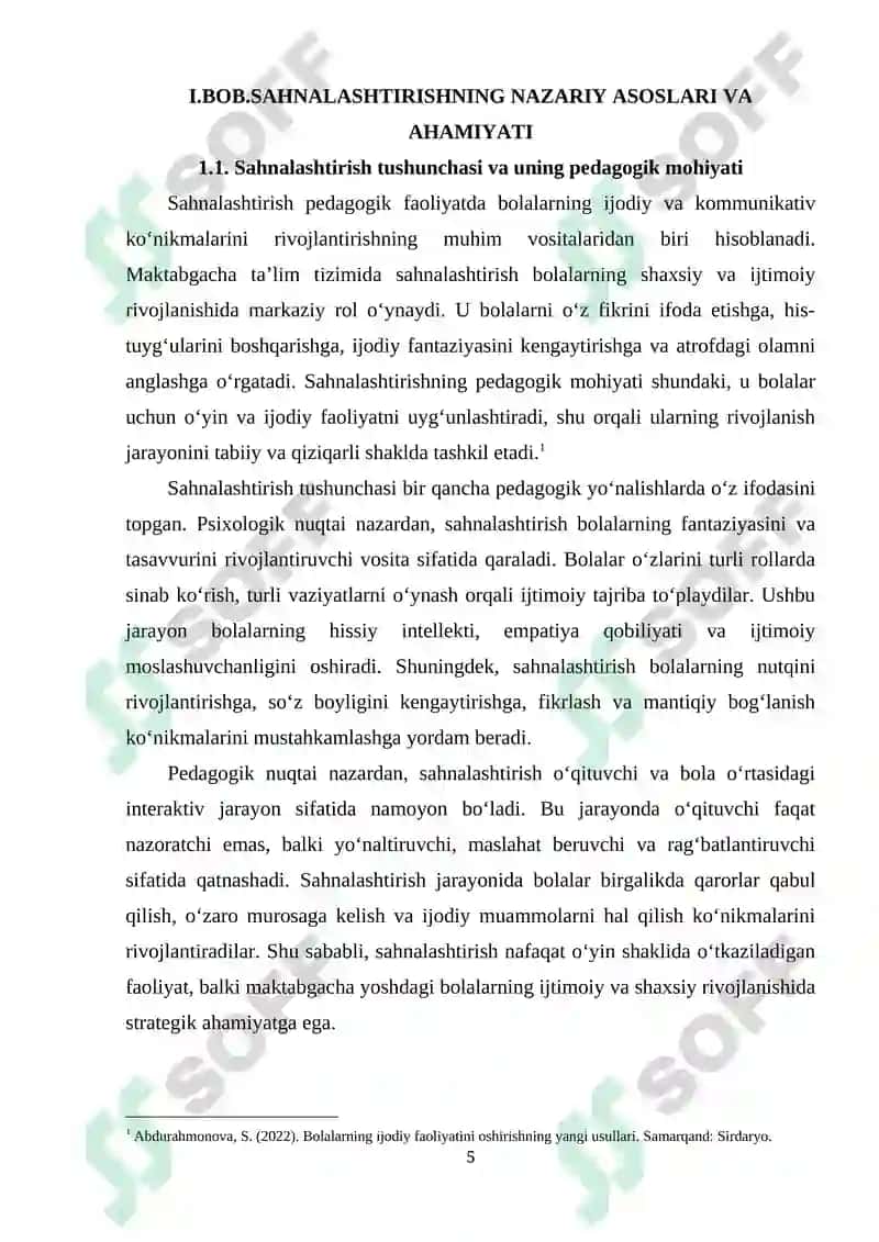 Maktabgacha ta’lim tashkilotlarida sahnalashtirish orqali oʻrta guruhlardagi bola hayotini tashkil etish 4