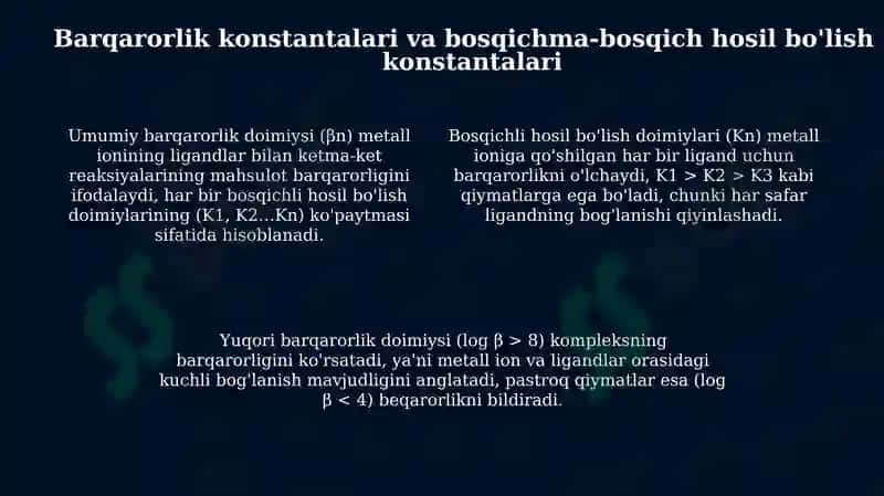 Kompleks hosil bo'lish reaksiyalarida muvozanat 4