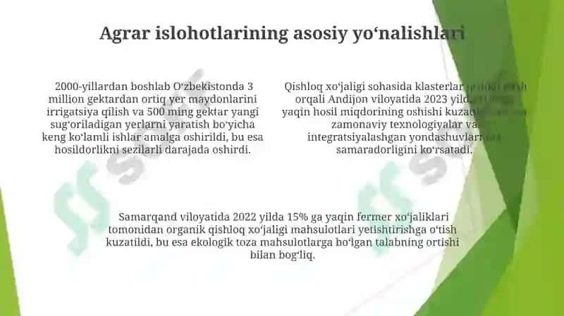 Qishloq xo'jaligida islohatlarning mohiyati va asosiy yo'nalishlar 4