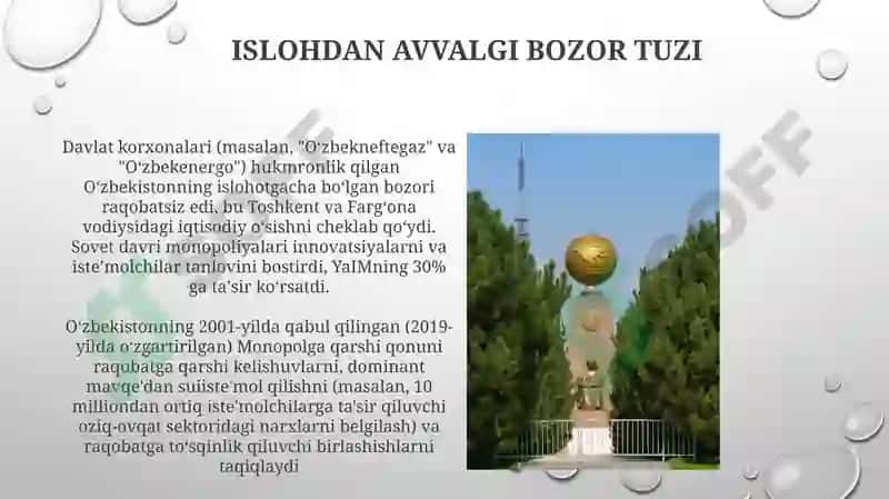 O'zbekistonda Raqobatchilik Muhitining Shakllanishi va Monopoliyaga Qarsh Qonun 4