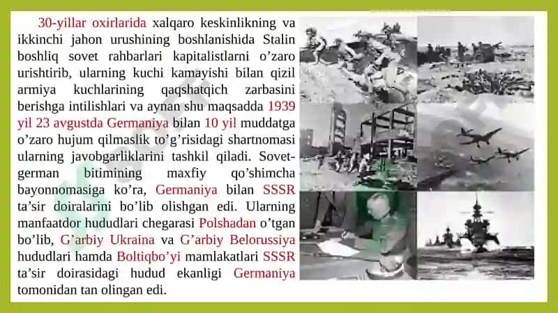 Ikkinchi jahon urushi yillarida o’zbek xalqining fashizm ustidan qozonilgan g’alabaga qo’shgan hissasi 4