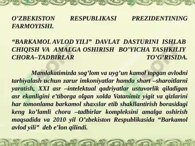 I.A.Karimov asarlarida barkamol avlod tarbiyasi 4