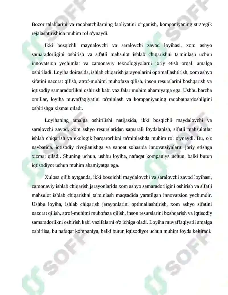 Ikki bosqichli maydalovchi va saralovchi zavod loyihasi 4