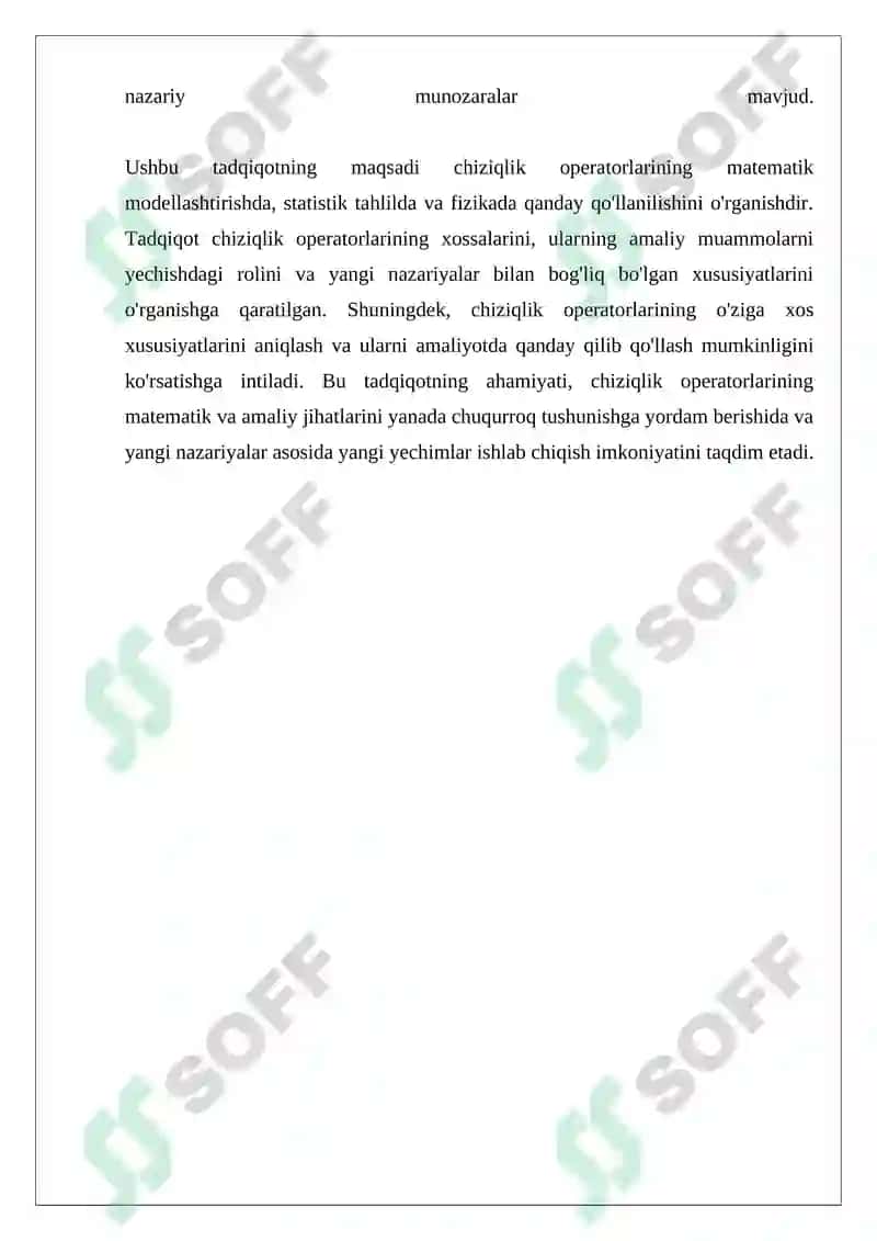Chiziqlik operatorlari va ularning xossalari 4