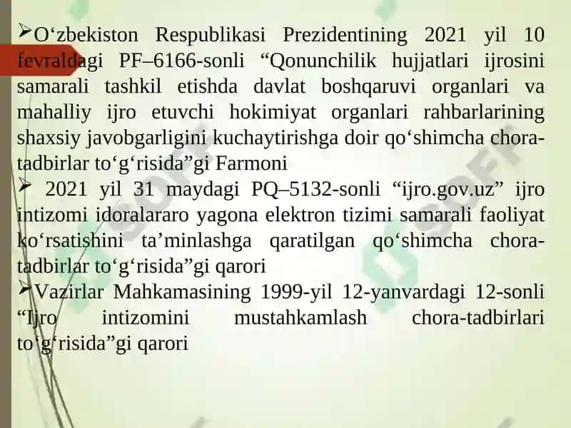 Ijro intizomini ta‘minlash jarayoni 4