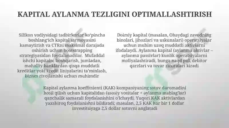 Tadbirkorlik kapitalining aylanishi 4