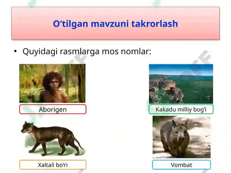 O‘tilgan mavzuni takrorlash 4