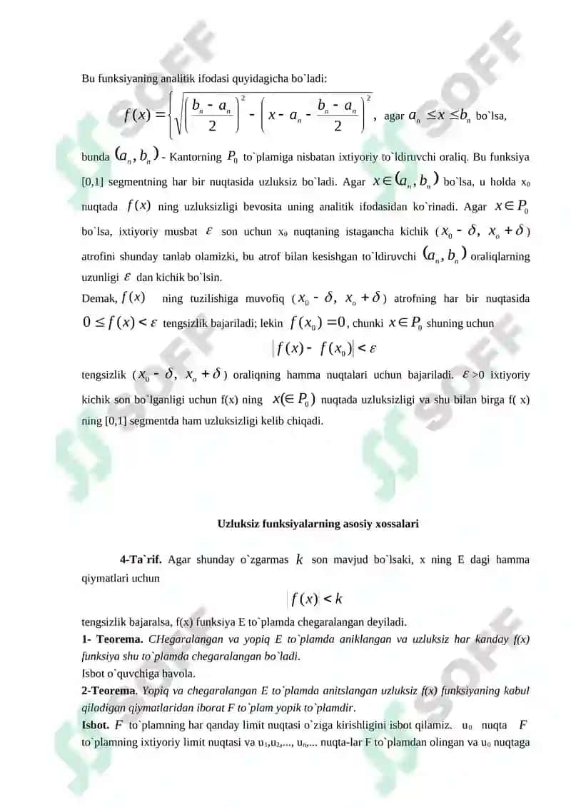 Uzluksiz funksiyalar  va ularning хоssalari. Uzluksiz funksiyalar kеtma-kеtligi 4