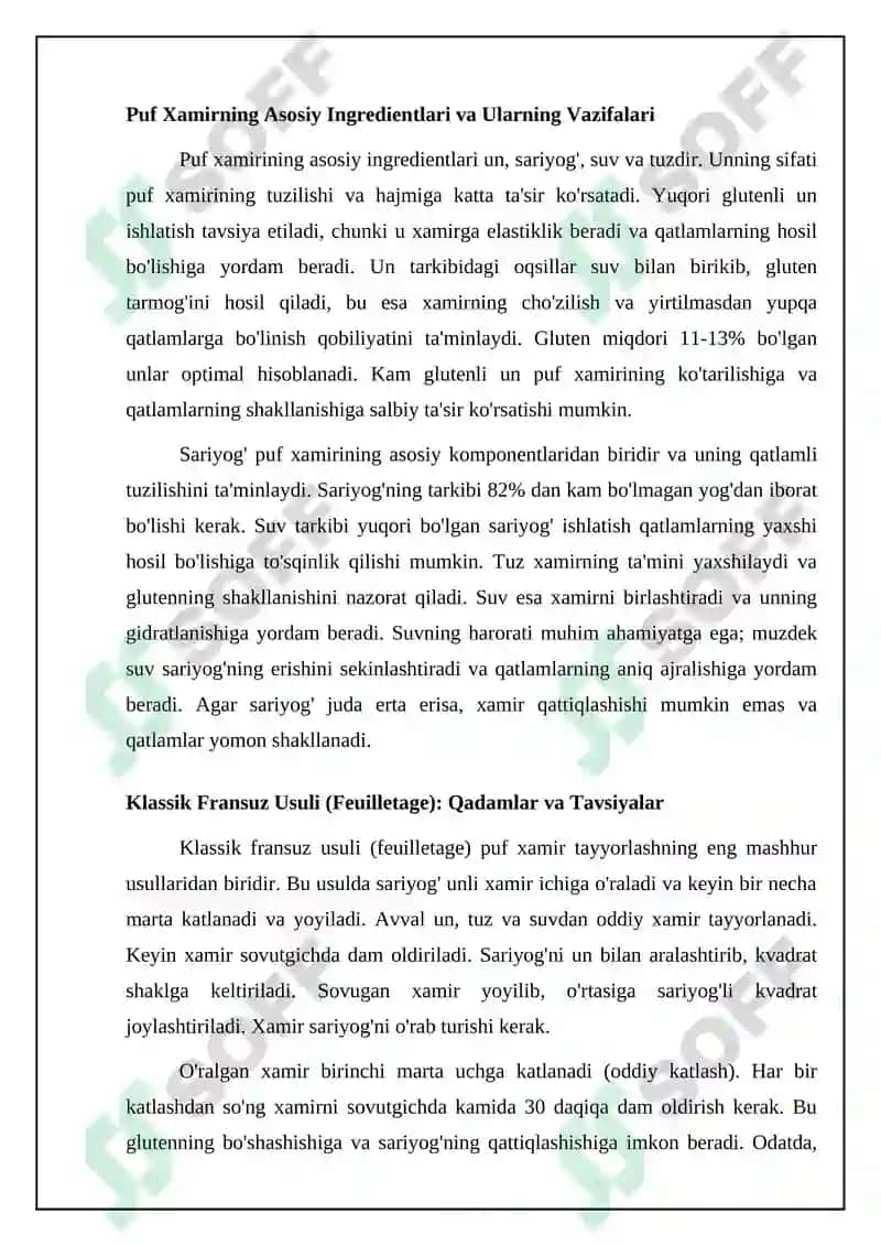 Puf xamir tayyorlash usullari 4