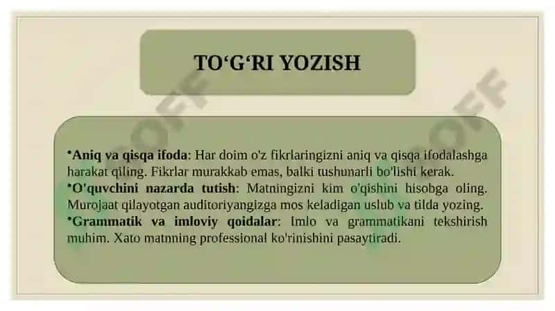 SOFT SKILLS- TO‘G‘RI YOZISH, HAR XIL TURDAGI MATNLAR BILAN ISHLASH VA QAYTA ISHLASH 4