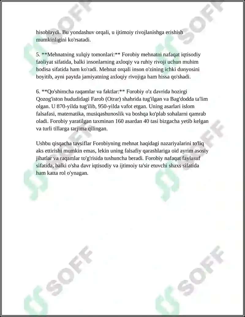 FOROBIYNING MEHNAT VA IQTISODIY RIVOJLANISH HAQIDAGI FIKRLARI 4