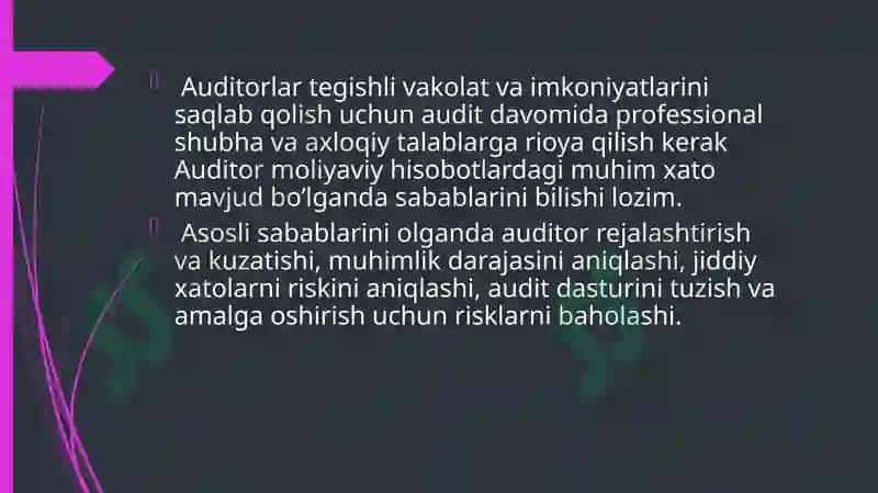 Auditning umumiy rejasi ni tayyorlash xususiyatlari 4