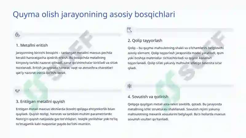 Quymakorlik Asoslari va Quyma Olish Usullari 4