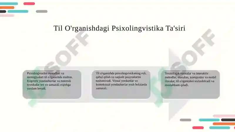 Tilshunoslikning tarmoqlari (psixolingvistika va sotsiolongvistoka va b.) 4