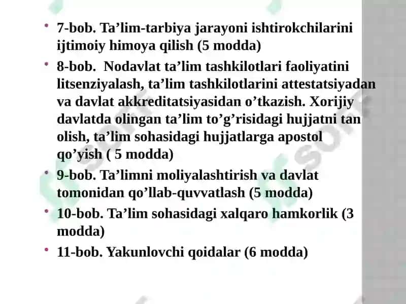 O'zbekiston Respublikasining qonuni "Ta'lim to'g'risida" 4