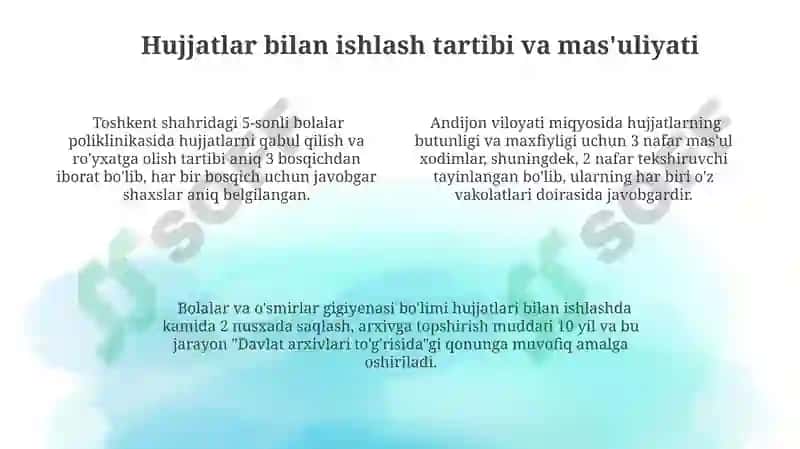 Bolalar va O'smirlar Gigiena Bo'limi Rasmiy Hujjatlari 4