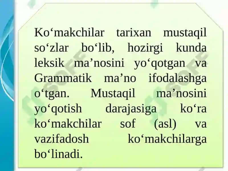 Ko‘makchilar va ularning turlari 4
