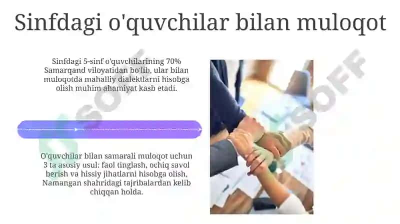 Sinf rahbarining o'quvchilar jamoasi bilan ishlash usullari 4