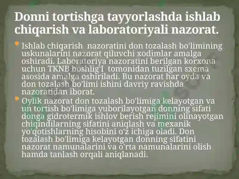 Donni qayta ishlash korxonalarida sifatni boshqarish texnokimyoviy nazorat 4