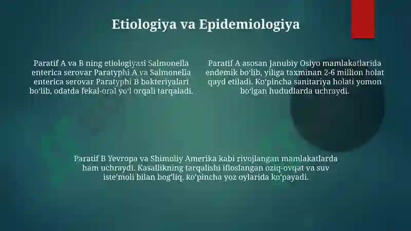 Qorin tifi va Paratif isitmalari: Etiologiya va Epidemiologiya 4