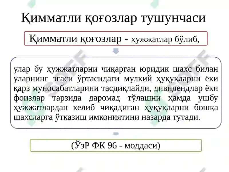 Қимматли қоғозлар бозоривабиржалар фаолиятнинг ҳуқуқий тартибга солиниши 4