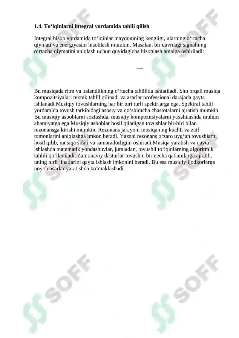 Musiqa va san'atda tovushli to'lqinlar tahlilida integral hisob tatbiqlari 4