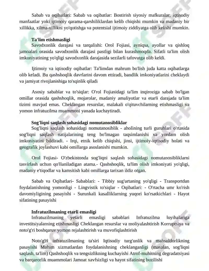 Orol Fojiasi, Sabab Va Oqibatlari 4