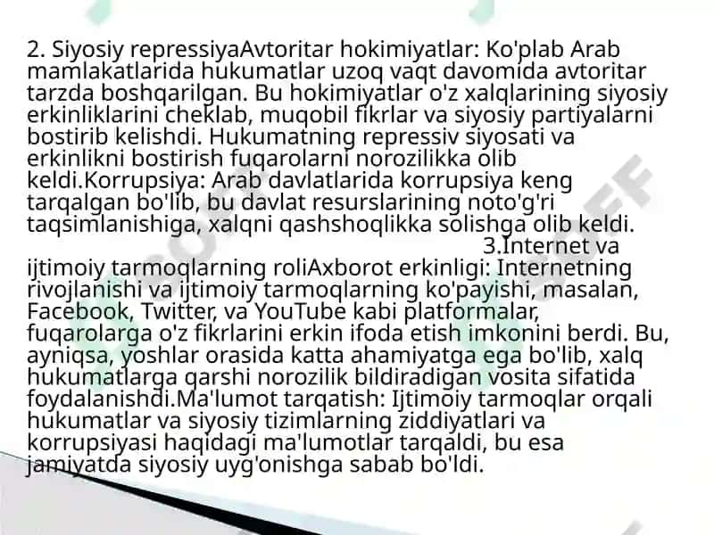 21-Asr boshlarida Arab davlatlarida siyosiy vaziyat 4