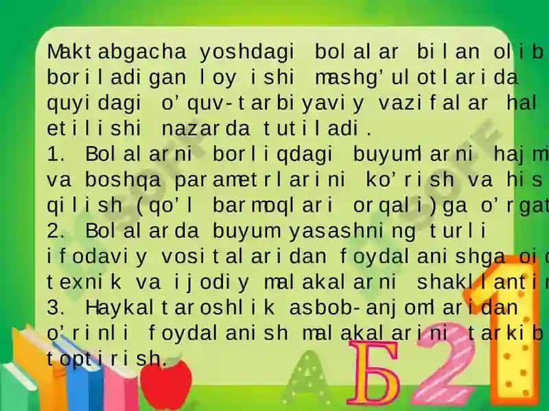 Maktabgacha taʼlim tashkilotlarida loy ishi mashgʻulotlari 4