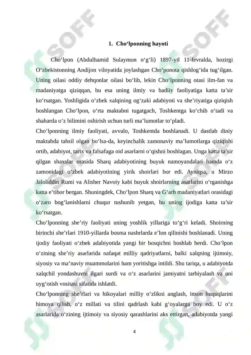 Choʻlpon hayoti va ijodi 4